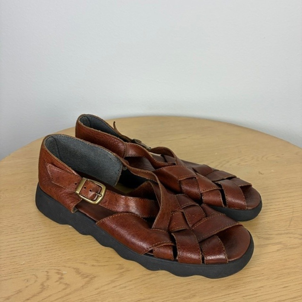 Vintage Aerosoles Leather Woven Fisherman Sandals Women's 10 Huarache Chunky